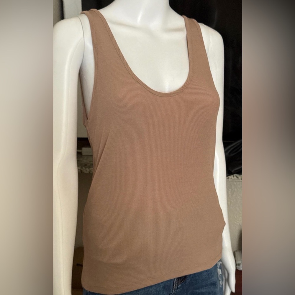 Zara Tan Ribbed Tank Top - Picture 4 of 5